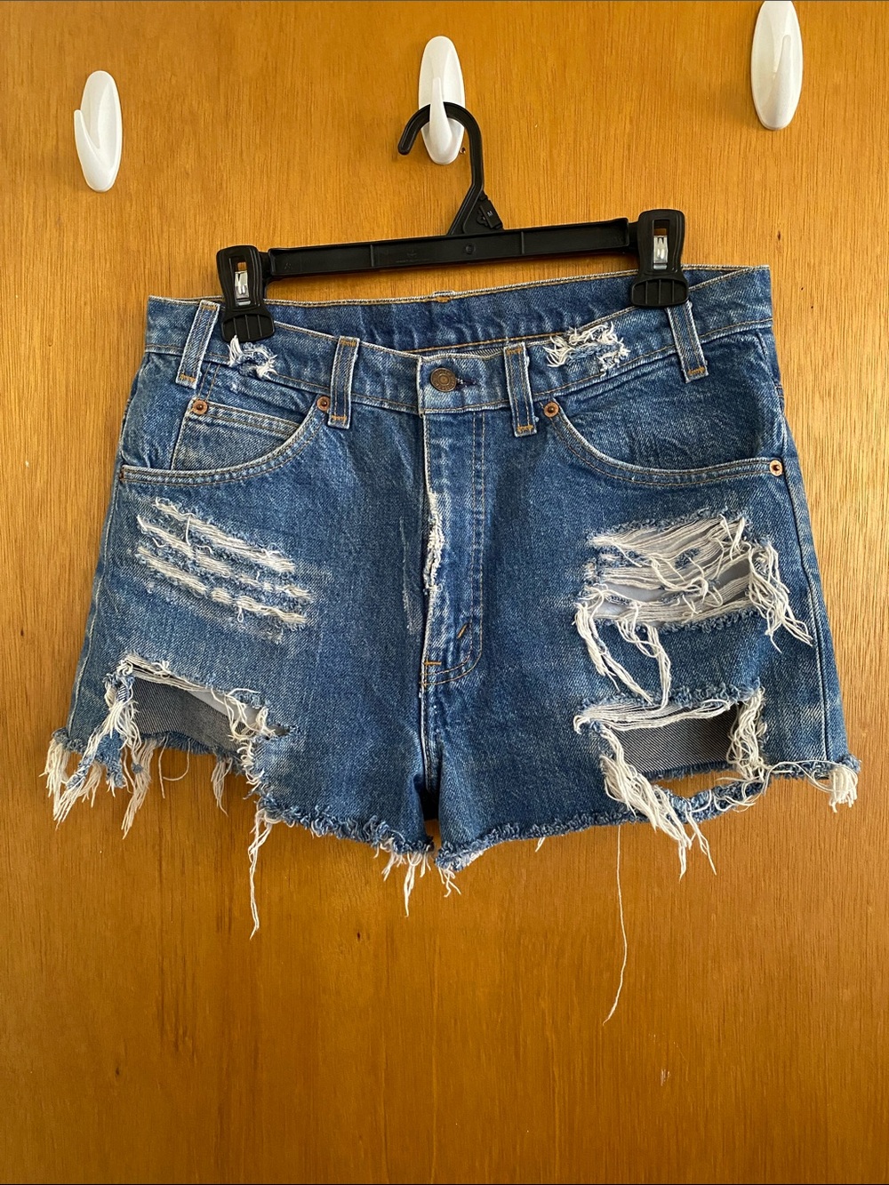 Levi's Distressed Blue Denim Cutoff Shorts